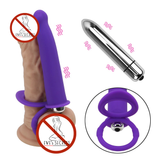 Male Strap-On Dildo with Bullet Vibrator / Double Penetration Dildo for Adult - EVE's SECRETS