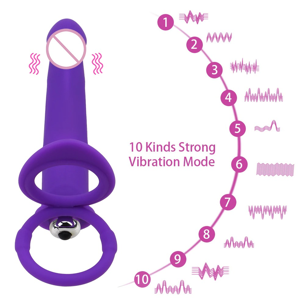 Male Strap-On Dildo with Bullet Vibrator / Double Penetration Dildo for Adult - EVE's SECRETS