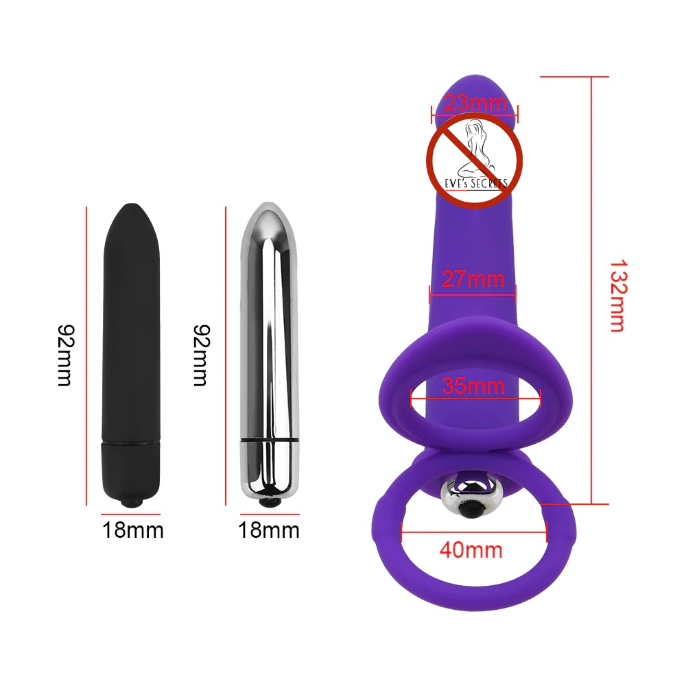 Male Strap-On Dildo with Bullet Vibrator / Double Penetration Dildo for Adult - EVE's SECRETS
