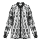 Men's Fashion See-Through Lace Floral T-Shirt / Turn-down Collar Long Sleeve Button Shirt - EVE's SECRETS