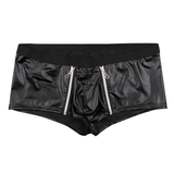 Men Lingerie Faux Leather Panties with Zippers / Open Pouch Boxer Shorts for Men - EVE's SECRETS