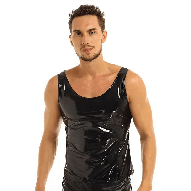 Men's Black Tank Top / Erotic Sleeveless Shirt / Wetlook Clubwear / Male Sexy Outfits - EVE's SECRETS