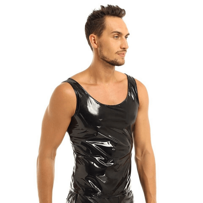 Men's Black Tank Top / Erotic Sleeveless Shirt / Wetlook Clubwear / Male Sexy Outfits - EVE's SECRETS