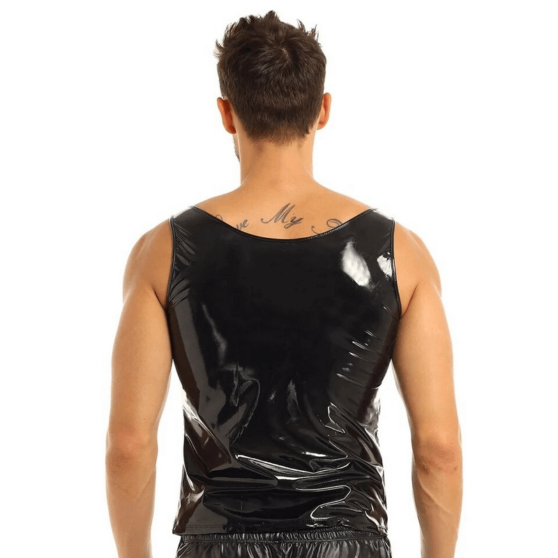 Men's Black Tank Top / Erotic Sleeveless Shirt / Wetlook Clubwear / Male Sexy Outfits - EVE's SECRETS