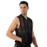 Durchsichtige ärmellose Sommerjacke für Herren / Weste mit Reißverschluss zum Angeln im Freien