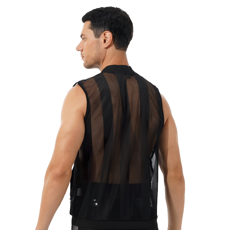 Men's Summer See-Through Sleeveless Jacket / Outdoor Fishing Zipper Waistcoat Costumes - EVE's SECRETS