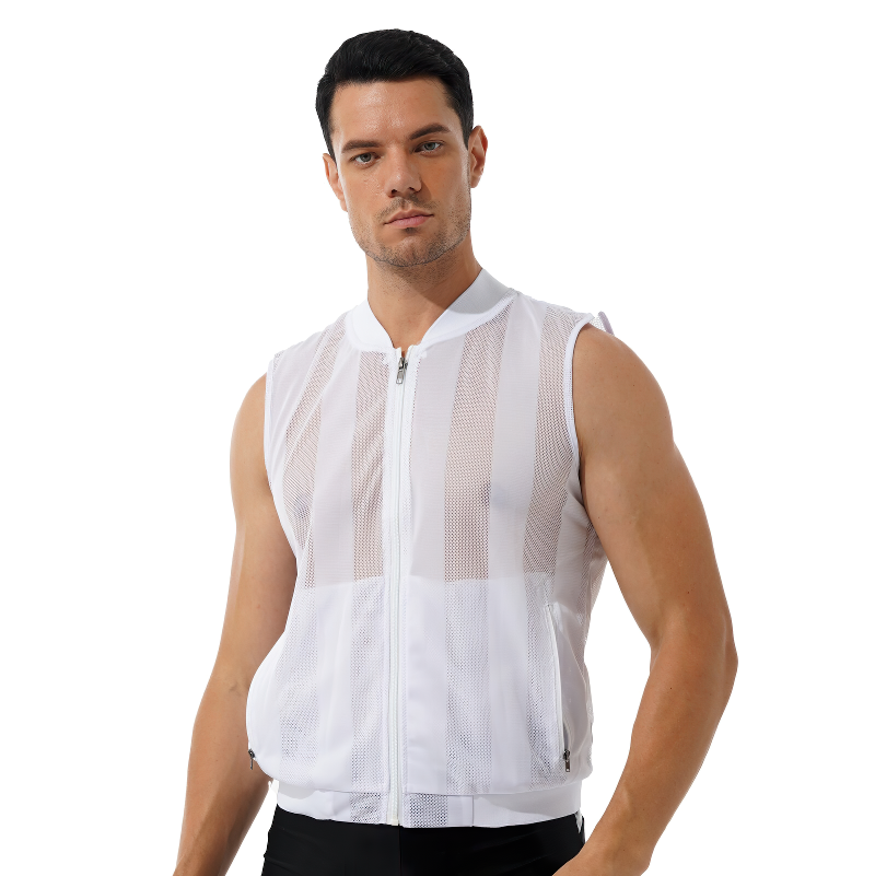 Men's Summer See-Through Sleeveless Jacket / Outdoor Fishing Zipper Waistcoat Costumes - EVE's SECRETS