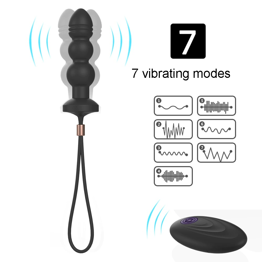 Remote Controlled Beaded Butt Vibrator with Adjustable Cock Loop / Adult Anal Sex Toys - EVE's SECRETS