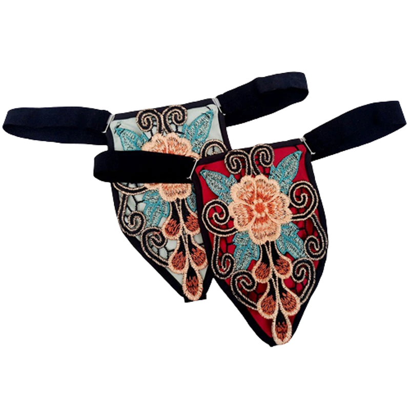 Men's Bikini with Floral Embroidery / Erotic Low Rise Underware / Sexy Male Panties - EVE's SECRETS