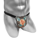 Men's Bikini with Floral Embroidery / Erotic Low Rise Underware / Sexy Male Panties - EVE's SECRETS