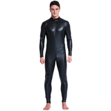 Men's Black Wetlook Erotic Bodysuit / Fetish Faux Leather Wear With Open Crotch - EVE's SECRETS