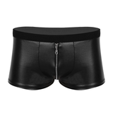 Men's Black Wetlook Panties / Faux Leather Underwear on Zipper - EVE's SECRETS