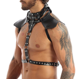 Men's Body Harness With Faux Leather / O-rings Halter Neck Buckles Fancy Costume - EVE's SECRETS