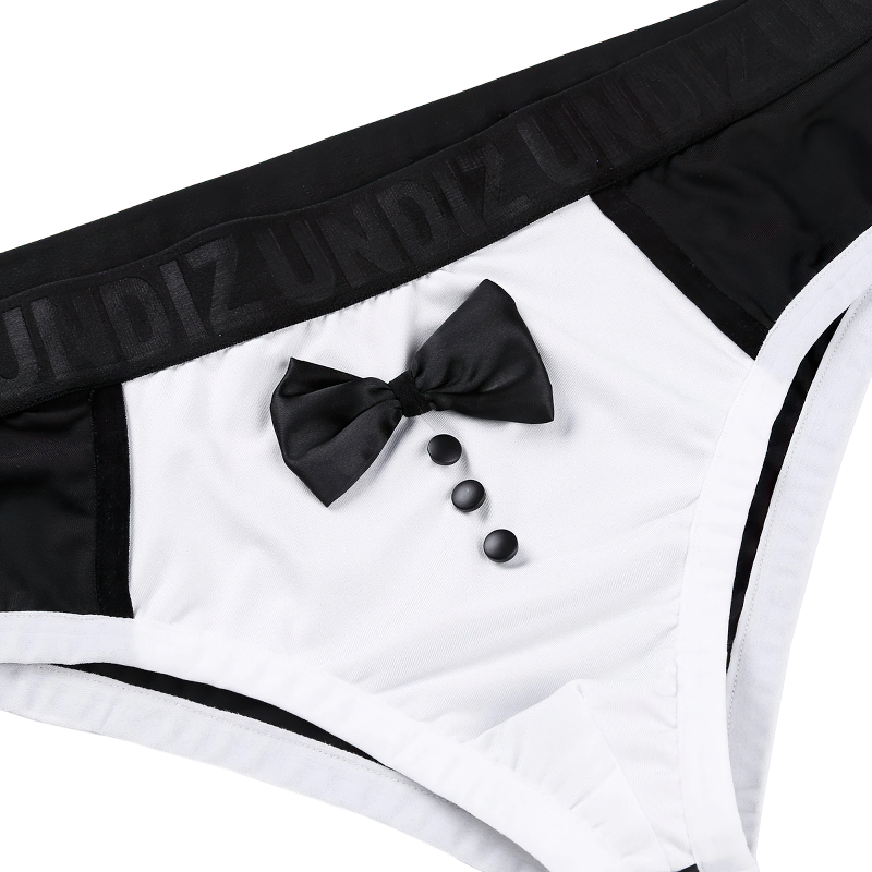 Men's Breathable Soft Satin Lingerie / Sexy Black & White Low Rise Stretchy Briefs Underwear - EVE's SECRETS