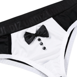 Men's Breathable Soft Satin Lingerie / Sexy Black & White Low Rise Stretchy Briefs Underwear - EVE's SECRETS