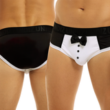 Men's Breathable Soft Satin Lingerie / Sexy Black & White Low Rise Stretchy Briefs Underwear - EVE's SECRETS