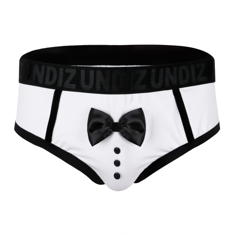 Men's Breathable Soft Satin Lingerie / Sexy Black & White Low Rise Stretchy Briefs Underwear - EVE's SECRETS