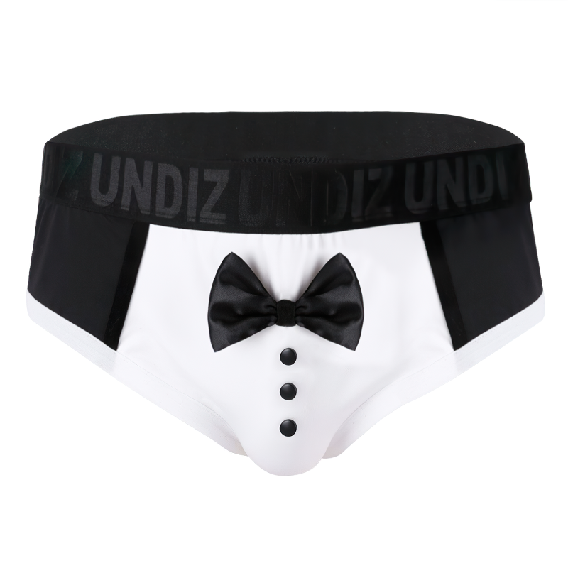 Men's Breathable Soft Satin Lingerie / Sexy Black & White Low Rise Stretchy Briefs Underwear - EVE's SECRETS
