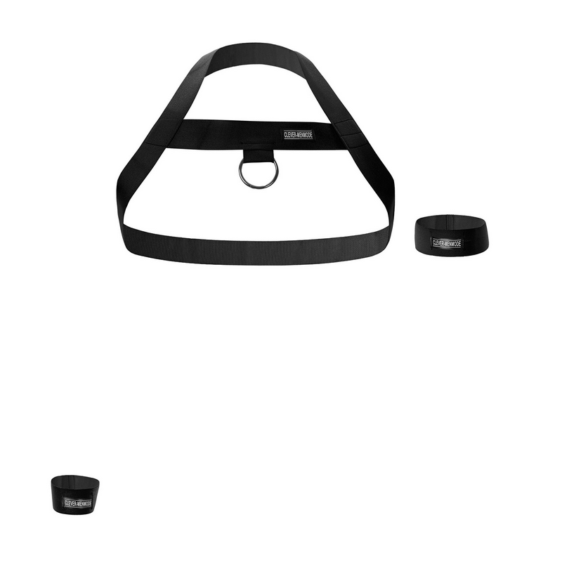 Men's Elastic Body Harness with Metal O-Ring / BDSM Sexy Chest Bondage with Armband and Wristband - EVE's SECRETS
