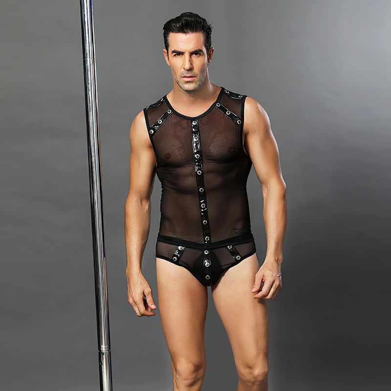 Men's Erotic Transparent Costume / Male Sexy Maid Role Play Bodysuit - EVE's SECRETS