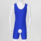 Men's Erotic U Neck Sleeveless Bodysuit / Crotchless Open Butt Leotard Patchwork Bodycon - EVE's SECRETS