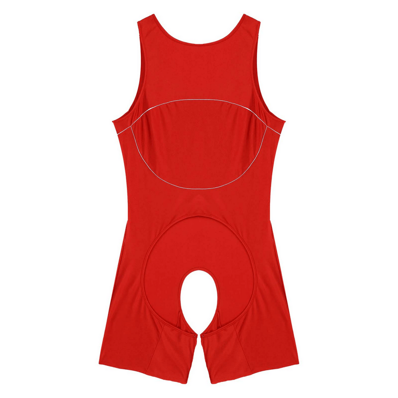 Men's Erotic U Neck Sleeveless Bodysuit / Crotchless Open Butt Leotard Patchwork Bodycon - EVE's SECRETS