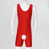 Men's Erotic U Neck Sleeveless Bodysuit / Crotchless Open Butt Leotard Patchwork Bodycon - EVE's SECRETS