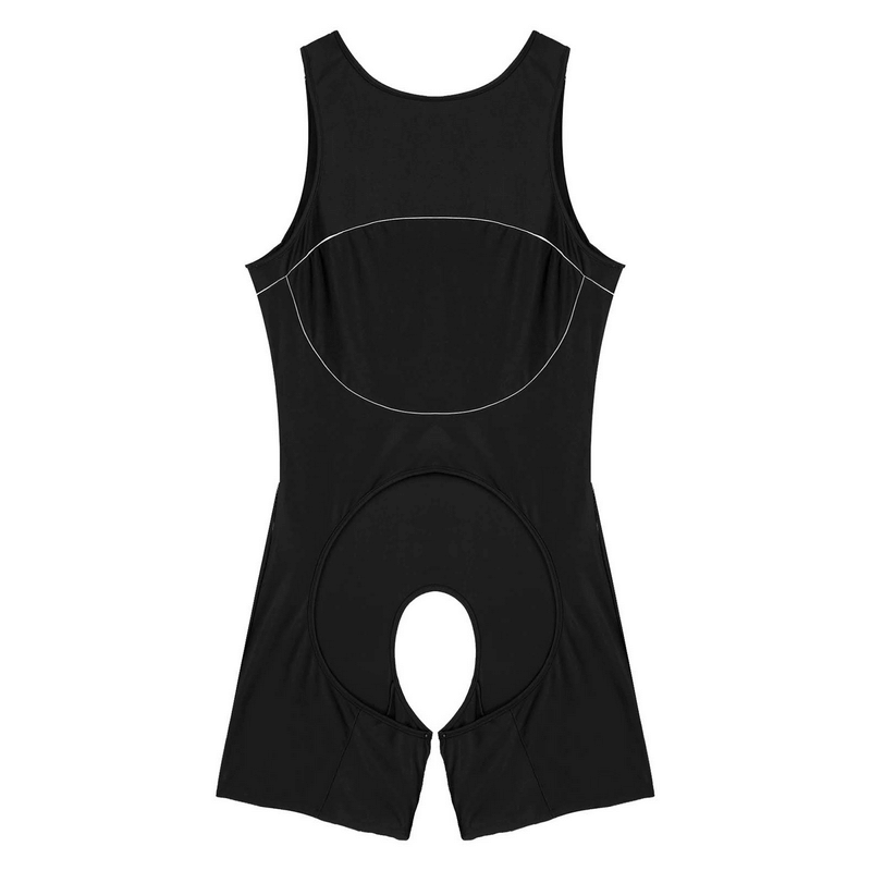 Men's Erotic U Neck Sleeveless Bodysuit / Crotchless Open Butt Leotard Patchwork Bodycon - EVE's SECRETS