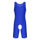 Men's Erotic U Neck Sleeveless Bodysuit / Crotchless Open Butt Leotard Patchwork Bodycon - EVE's SECRETS