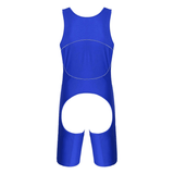 Men's Erotic U Neck Sleeveless Bodysuit / Crotchless Open Butt Leotard Patchwork Bodycon - EVE's SECRETS
