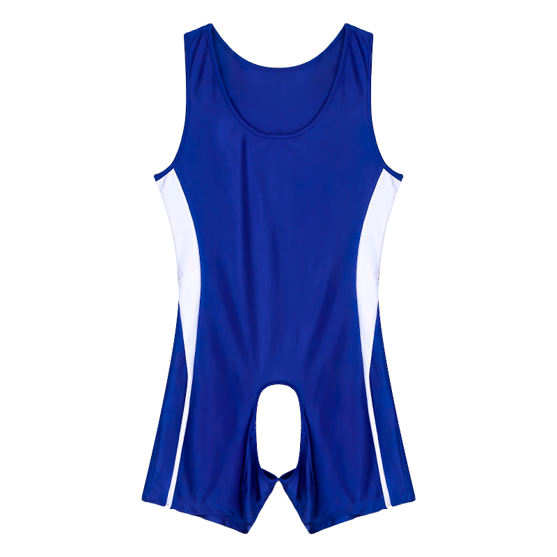 Men's Erotic U Neck Sleeveless Bodysuit / Crotchless Open Butt Leotard Patchwork Bodycon - EVE's SECRETS