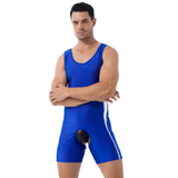Men's Erotic U Neck Sleeveless Bodysuit / Crotchless Open Butt Leotard Patchwork Bodycon - EVE's SECRETS