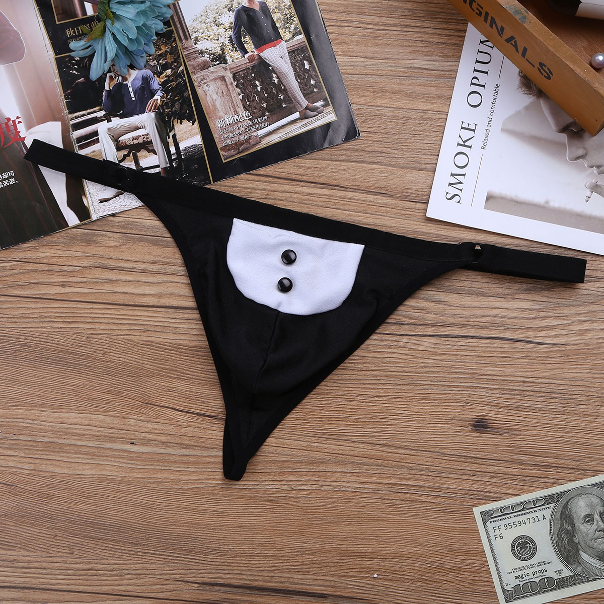 Men's Exotic Lingerie Set / Bowknot Tie Sexy Thong with Bracelets / Male Underwear Costume - EVE's SECRETS