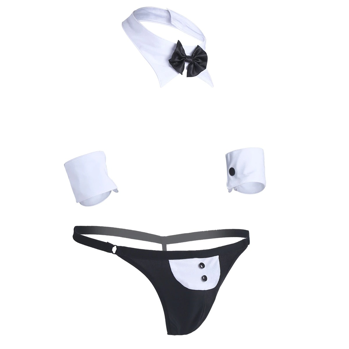 Men's Exotic Lingerie Set / Bowknot Tie Sexy Thong with Bracelets / Male Underwear Costume - EVE's SECRETS