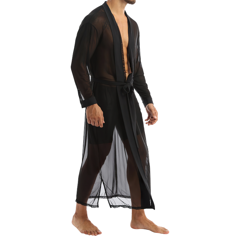 Men's Fashion Open Front Transparent Long Costume / Casual Cloak Top With Long Sleeve Dressing Up - EVE's SECRETS