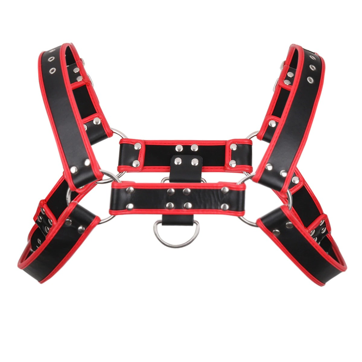 Men's Faux Leather Adjustable Chest Harness / Male BDSM Bondage with Metal Rivets and D-Rings - EVE's SECRETS