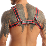 Men's Faux Leather Adjustable Chest Harness / Male BDSM Bondage with Metal Rivets and D-Rings - EVE's SECRETS