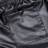 Men's Faux Leather Black Shorts / Glossy Slim Fit Sexy Clubwear / Fitness Pants with Back Pocket - EVE's SECRETS