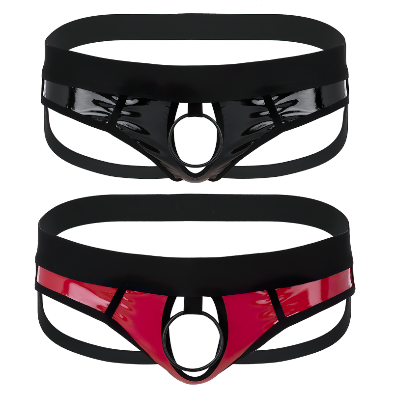 Men's Faux Leather Open Back Bikini / Hollow Out G-string Sexy Underwear With Metal O-Ring - EVE's SECRETS