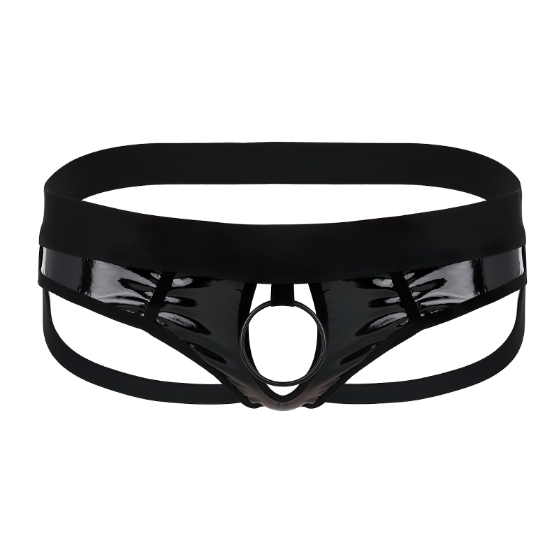 Men's Faux Leather Open Back Bikini / Hollow Out G-string Sexy Underwear With Metal O-Ring - EVE's SECRETS
