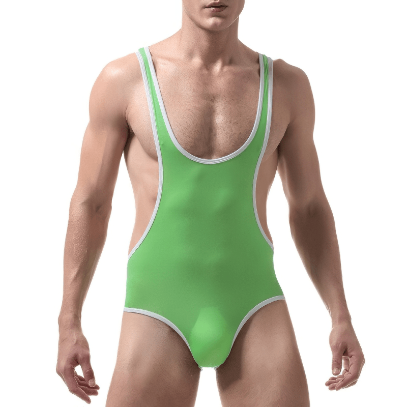 Men's Fitness Wrestling Thin Leotard / Solid Color Sleeveless Skinny Bodysuits / Male Sexy Underwear - EVE's SECRETS