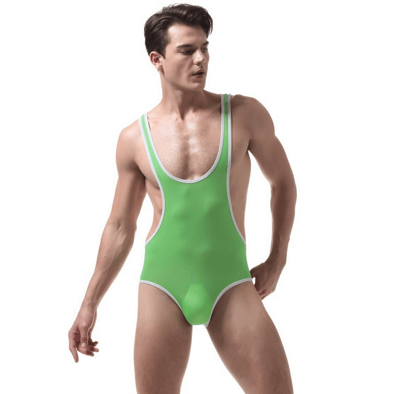 Men's Fitness Wrestling Thin Leotard / Solid Color Sleeveless Skinny Bodysuits / Male Sexy Underwear - EVE's SECRETS
