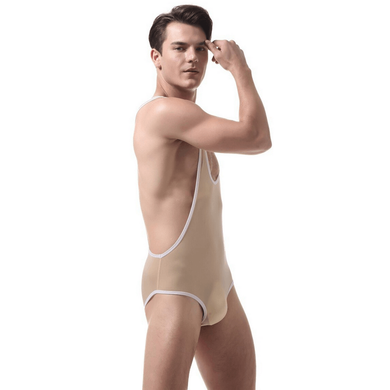 Men's Fitness Wrestling Thin Leotard / Solid Color Sleeveless Skinny Bodysuits / Male Sexy Underwear - EVE's SECRETS