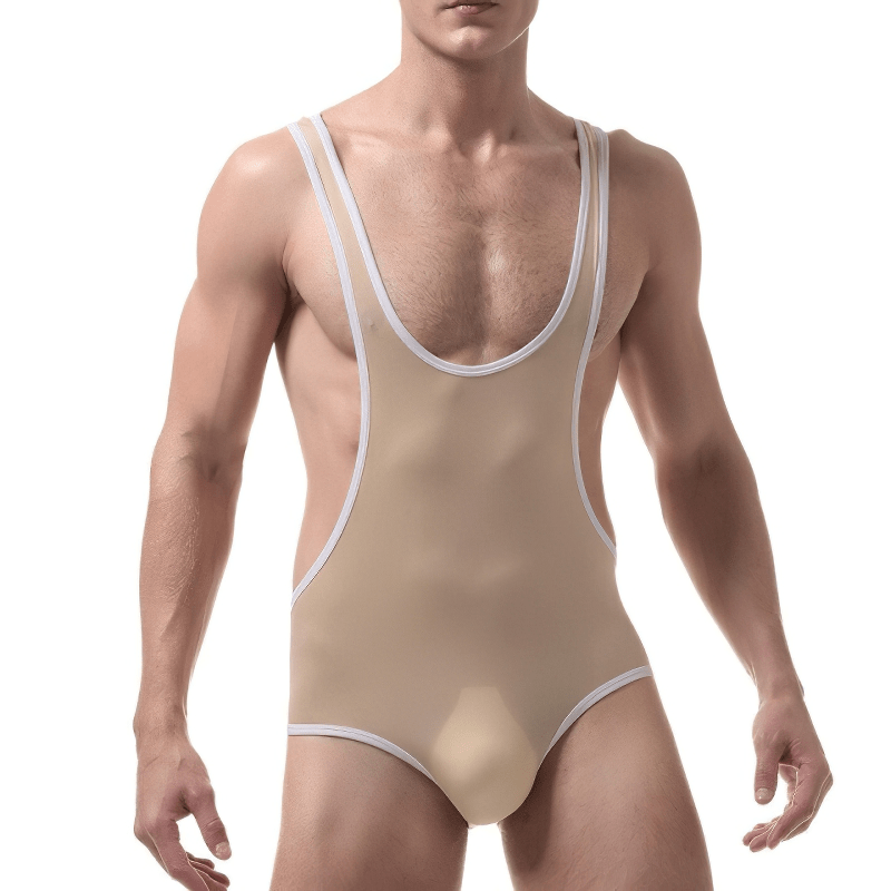 Men's Fitness Wrestling Thin Leotard / Solid Color Sleeveless Skinny Bodysuits / Male Sexy Underwear - EVE's SECRETS