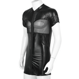 Men's Shiny Metallic Fashion Costumes / See-Through Open Butt Patchwork Bodysuit - EVE's SECRETS