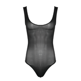 Men's Glossy Breathable Scoop Neck Swimsuit / Sleeveless See-Through Nylon Bodysuit Underwear - EVE's SECRETS