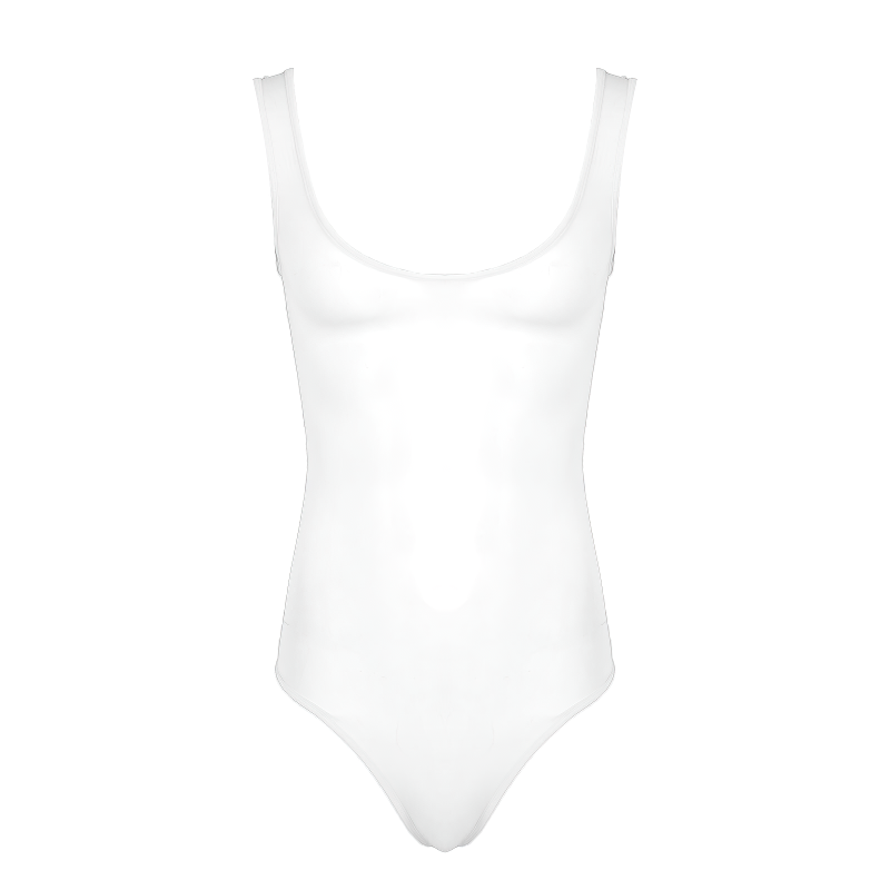 Men's Glossy Breathable Scoop Neck Swimsuit / Sleeveless See-Through Nylon Bodysuit Underwear - EVE's SECRETS