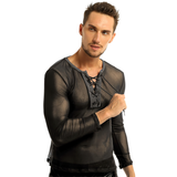 Herren-Sommer-Pullover-T-Shirt mit Schnürung / heißes, sexy, atmungsaktives, lässiges Unterhemd