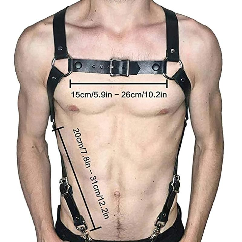Men's Leather Fetish Body Harness / Sexy Suspenders for Pents With Metal Clips - EVE's SECRETS