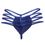 Men's Low Waist PU Leather G-string Briefs / Sexy Hollow Out Open Butt Zipper Thong Underwear - EVE's SECRETS